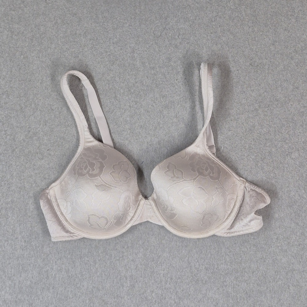 Vanity Fair Women Bra 38C White Floral T Shirt Underwired Lace Strap